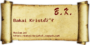 Bakai Kristóf névjegykártya